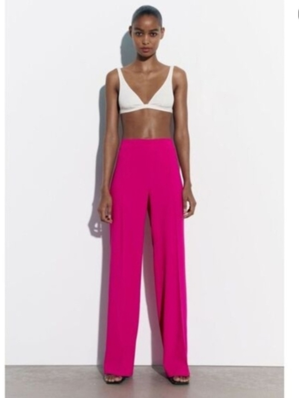 Zar Wide-Leg High-Waist Pants in Fuchsia Pink
